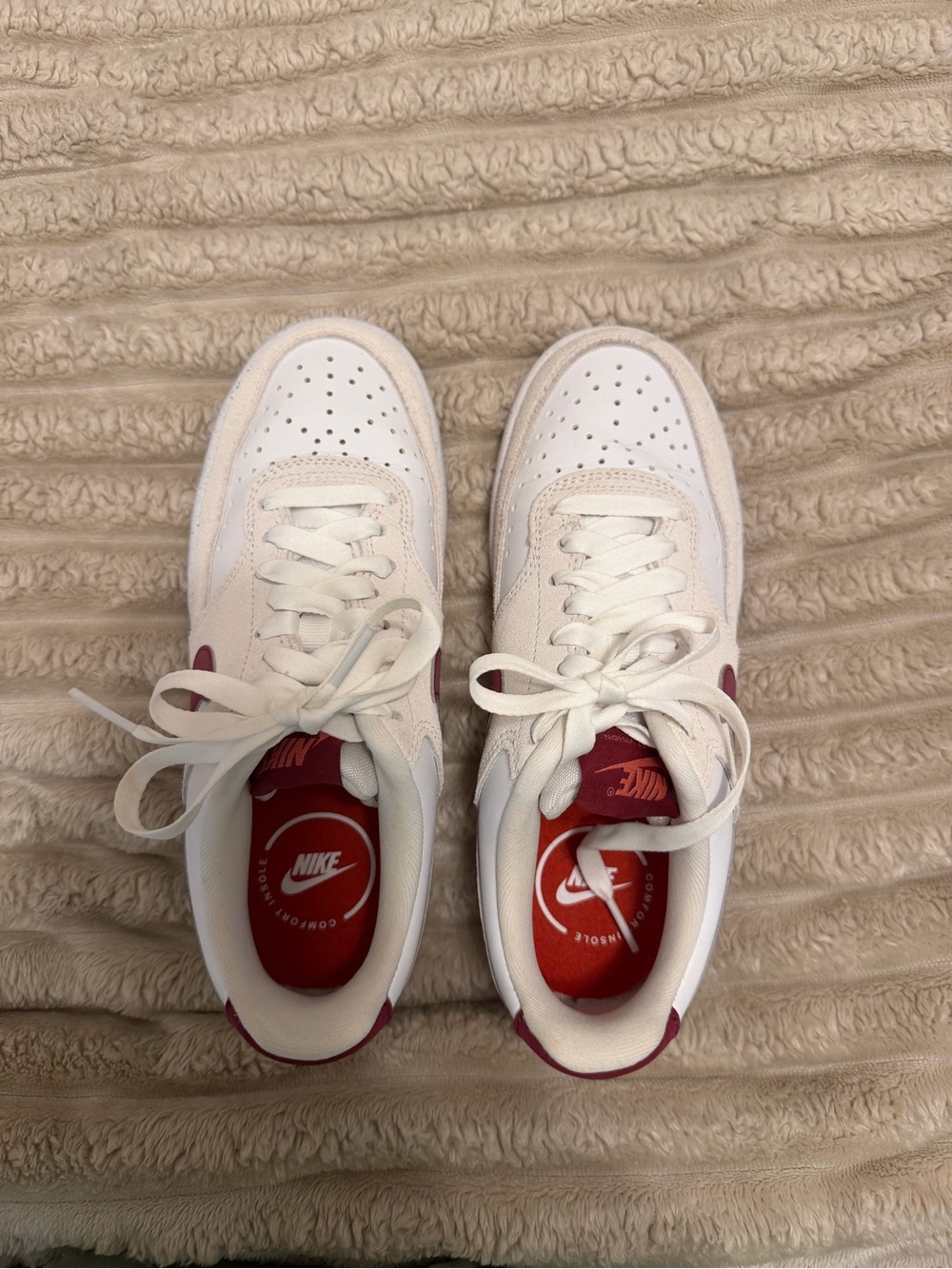 Nike Women’s Low-Top Sneakers in White Tan and Red